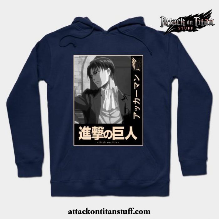 levi aot hoodie navy blue s 540 - Attack On Titan Merch