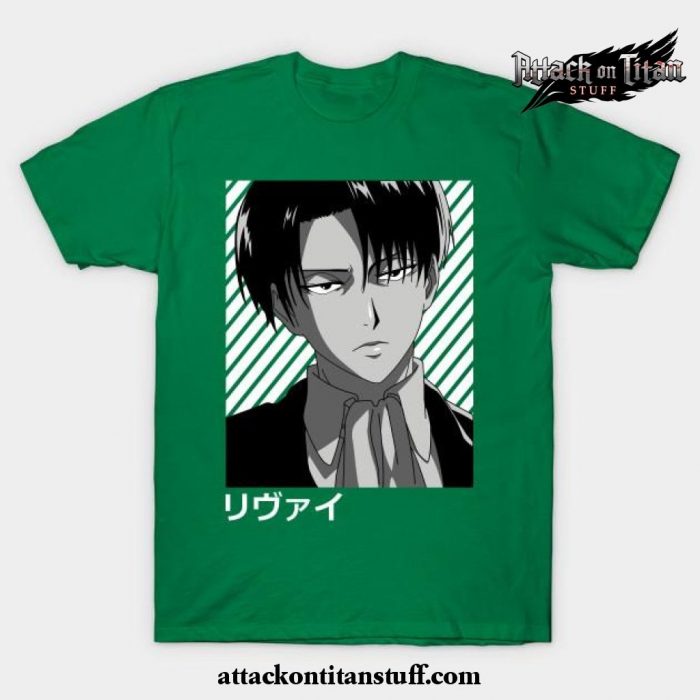 levi cool face t shirt green s 690 - Attack On Titan Merch