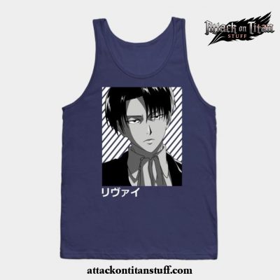 levi cool tank top navy blue s 889 - Attack On Titan Merch