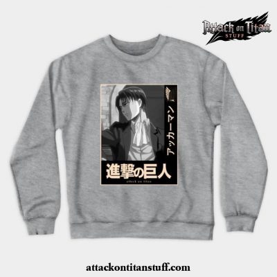 levi crewneck sweatshirt gray s 626 - Attack On Titan Merch