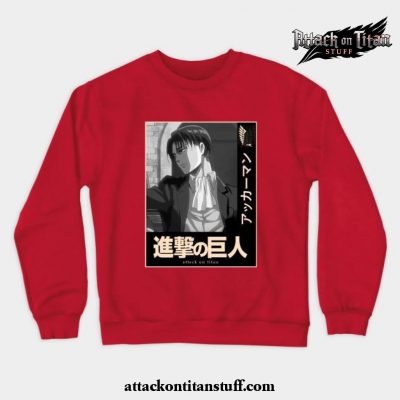 levi crewneck sweatshirt red s 203 - Attack On Titan Merch