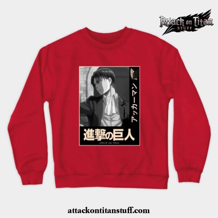 levi crewneck sweatshirt red s 203 - Attack On Titan Merch