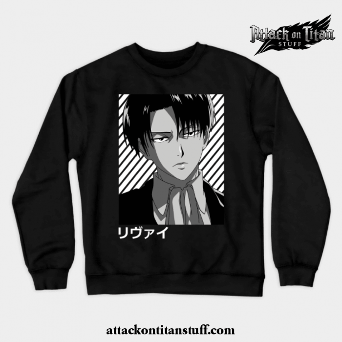 levi gentleman crewneck sweatshirt black s 516 - Attack On Titan Merch