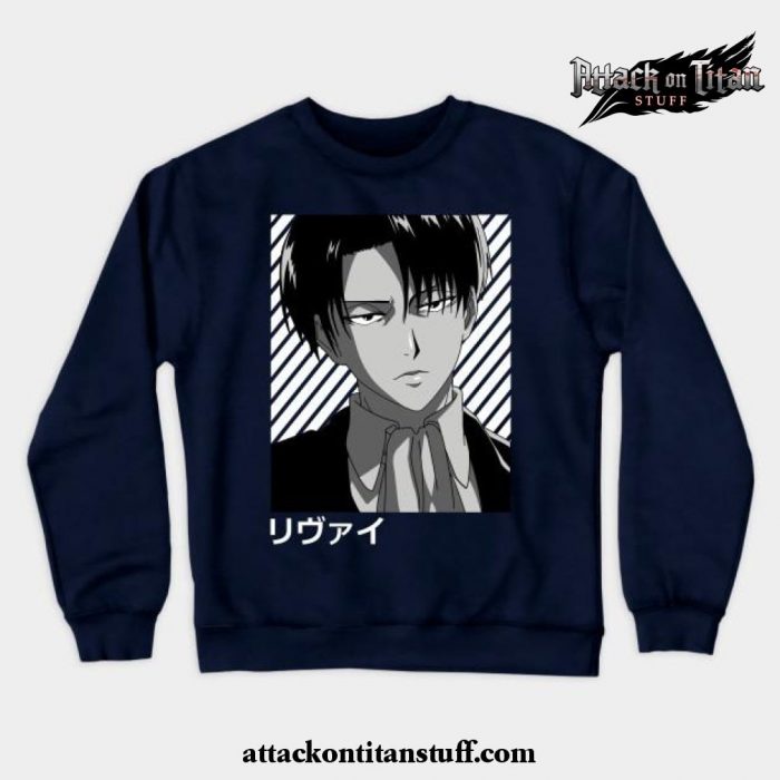 levi gentleman crewneck sweatshirt navy blue s 591 - Attack On Titan Merch