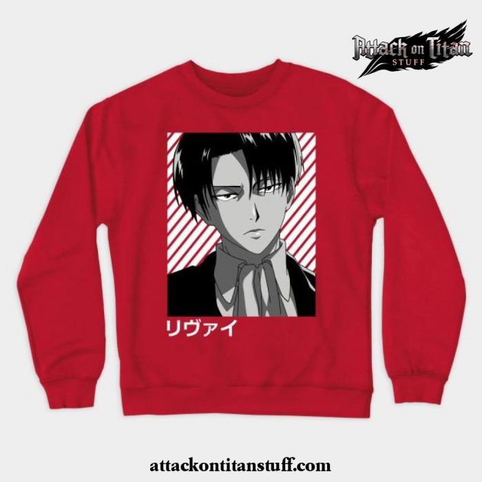 levi gentleman crewneck sweatshirt red s 797 - Attack On Titan Merch