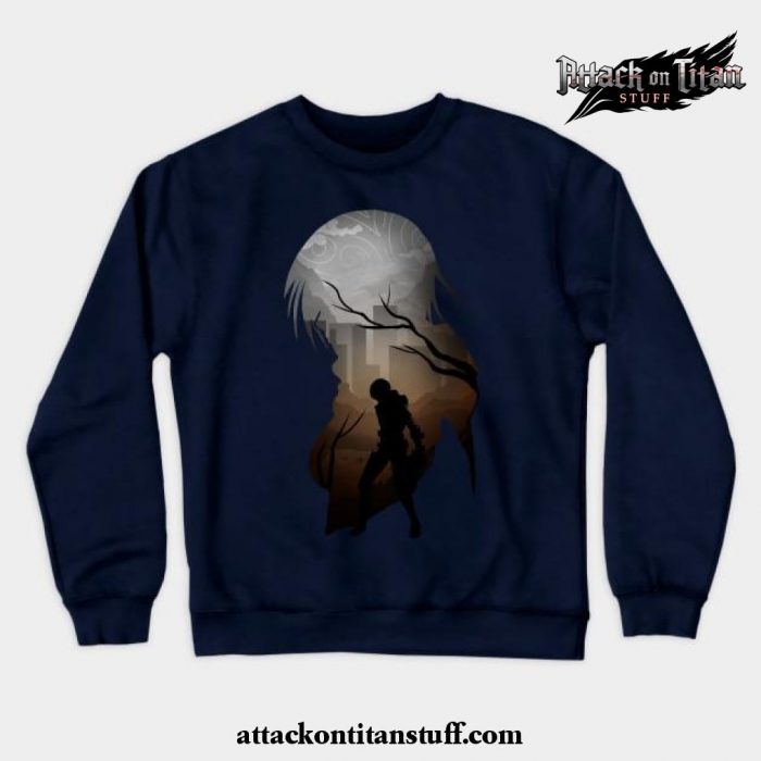 mikasa aot crewneck sweatshirt navy blue s 681 - Attack On Titan Merch