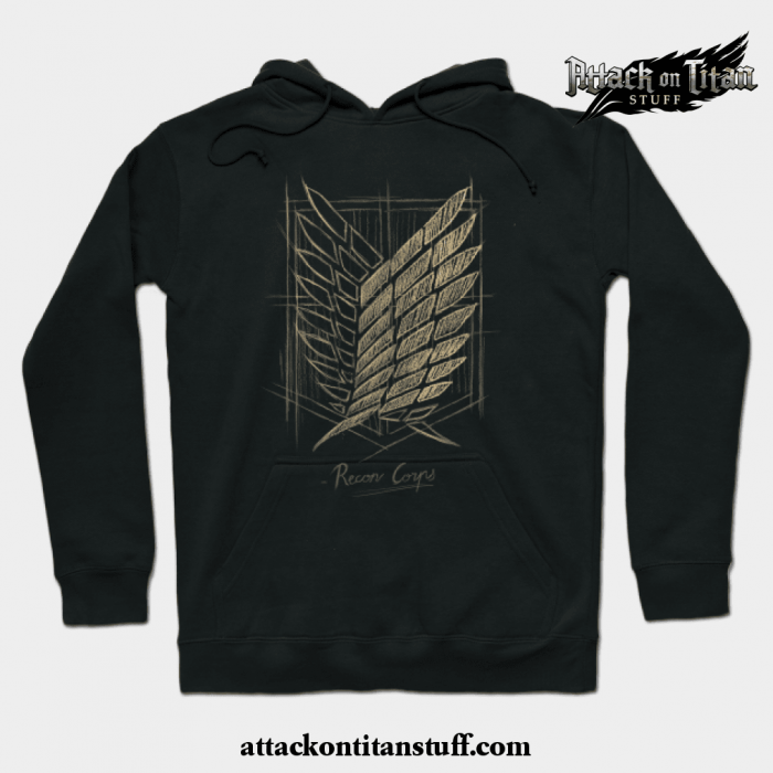 recon corps hoodie black s 968 - Attack On Titan Merch