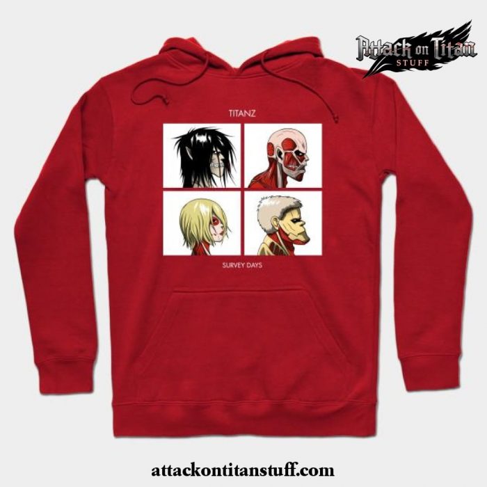 titan days hoodie red s 796 - Attack On Titan Merch