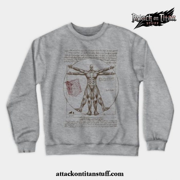 vitruvian titan crewneck sweatshirt gray s 991 - Attack On Titan Merch