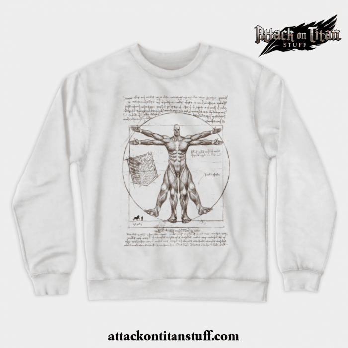 vitruvian titan crewneck sweatshirt white s 256 - Attack On Titan Merch