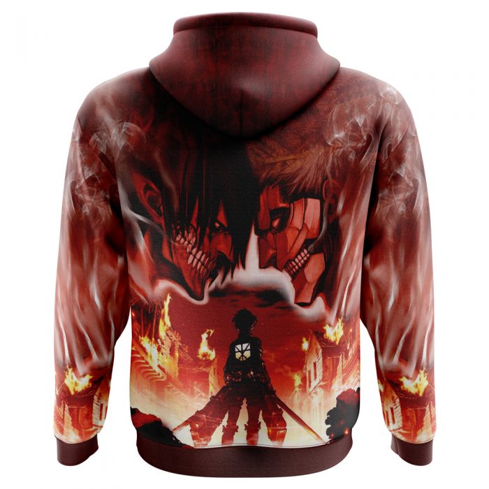 Burning Attack on Titan AOP Hoodie 3D BACK Mockup - Attack On Titan Merch