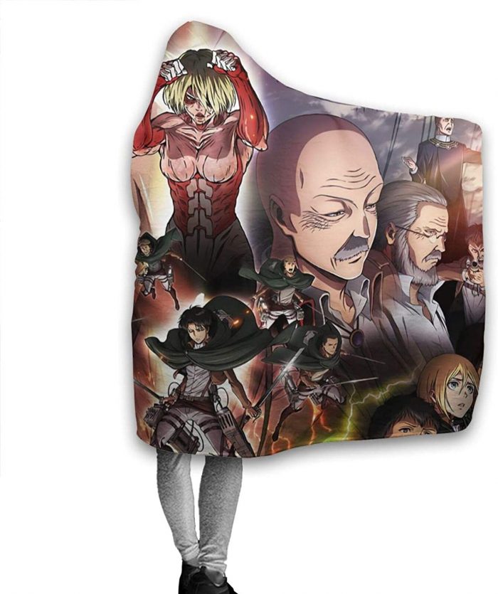 anime attack on titan hooded blanket fleece flannel warm throw blanket 2 - Attack On Titan Merch