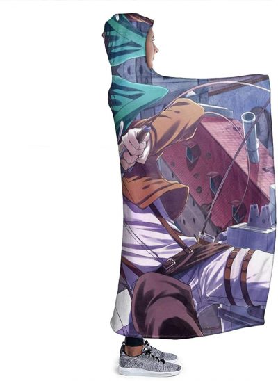 anime attack on titan hooded blanket levi ackerman sword flannel blanket 1 - Attack On Titan Merch