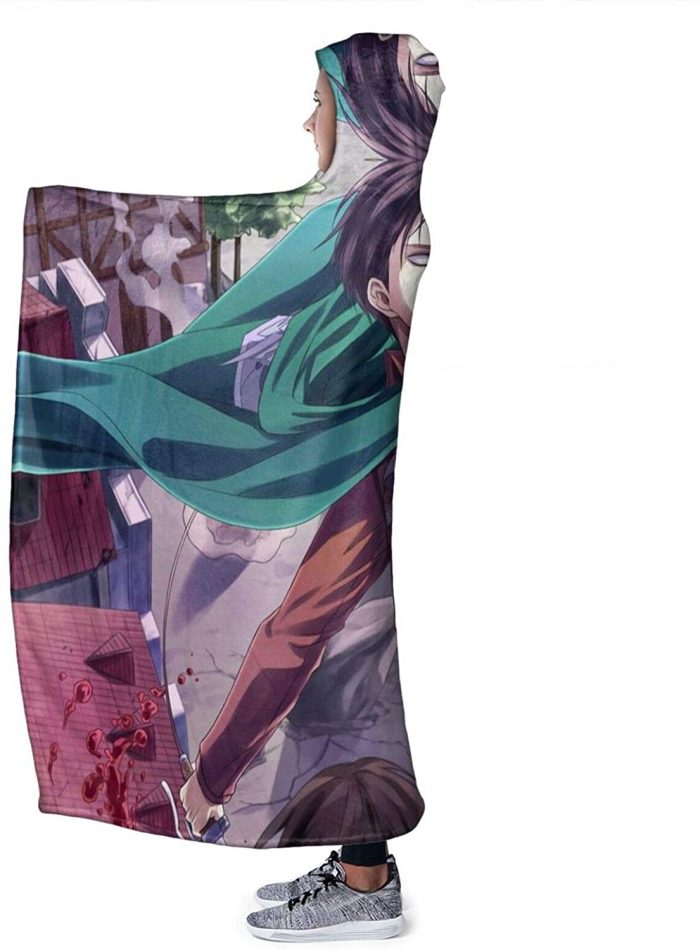 anime attack on titan hooded blanket levi ackerman sword flannel blanket 3 - Attack On Titan Merch