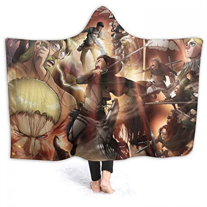 anime attack on titan hooded blanket manga flannel hooded cloak - Attack On Titan Merch