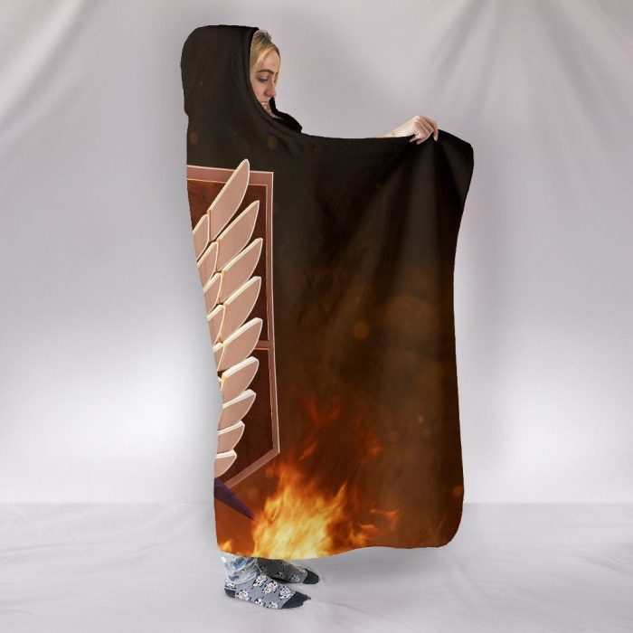 attack on titan hooded blanket survey corps logo blanket 2 - Attack On Titan Merch