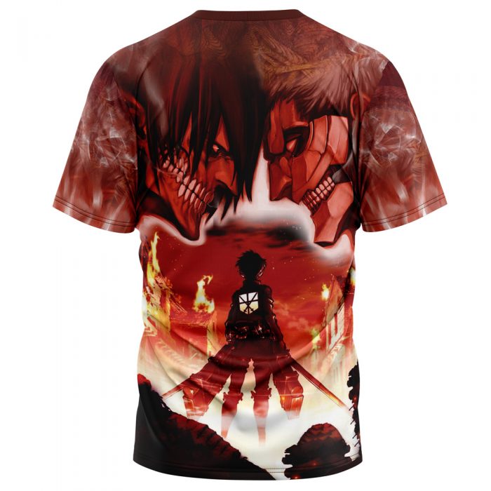 Burning Attack on Titan T Shirt 3D BACK Mockup - Attack On Titan Merch