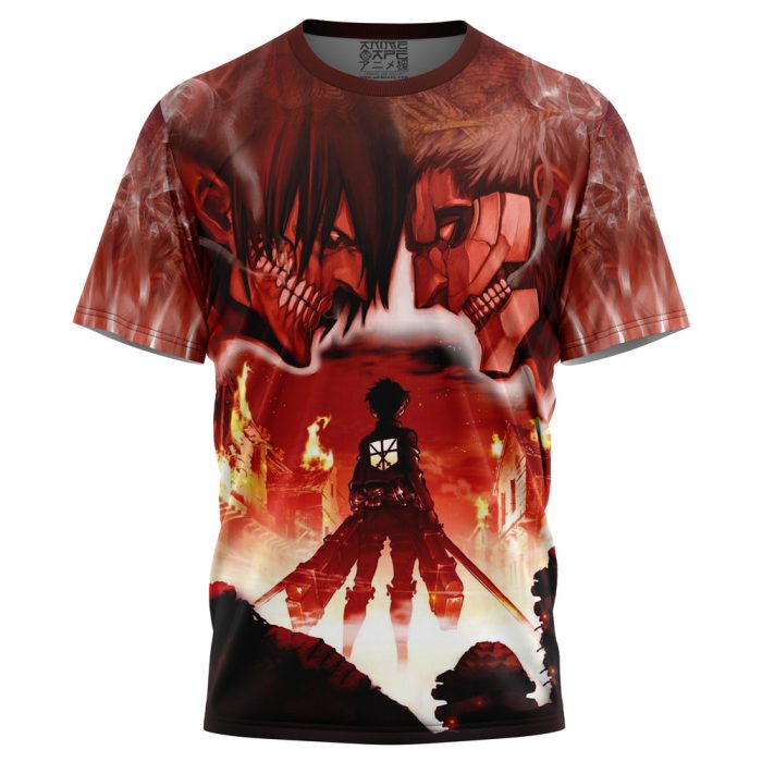 Burning Attack on Titan T Shirt 3D FRONT Mockup - Attack On Titan Merch