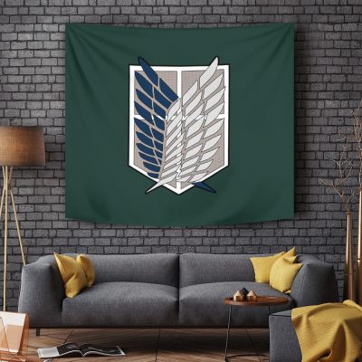 Scouting Regiment Attack on Titan Tapestry Horizontal BRICK WALL Mockup - Attack On Titan Merch