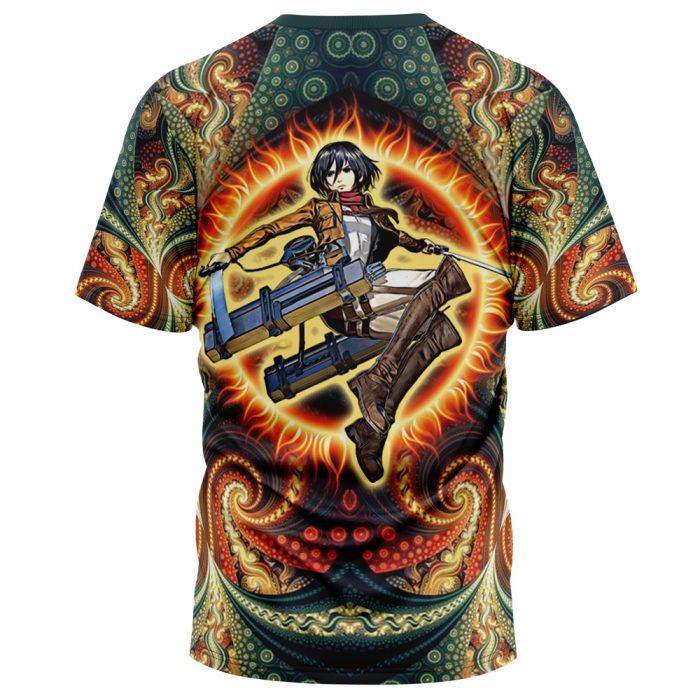 Trippy Mikasa Ackerman Attack on Titan T Shirt 3D BACK Mockup - Attack On Titan Merch