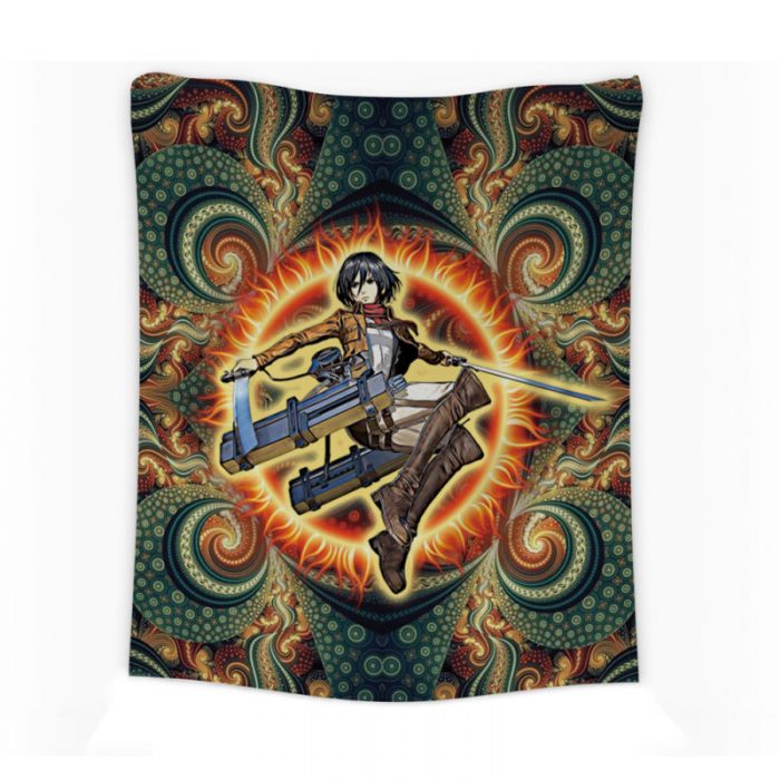 Trippy Mikasa Ackerman Attack on Titan Tapestry Vertical MAIN Mockup 800x800 1 - Attack On Titan Merch