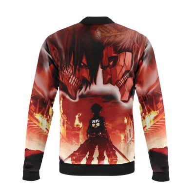 Burning Attack on Titan Bomber Jacket BACK Mockup - Attack On Titan Merch