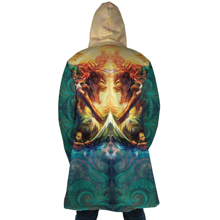 Trippy Attack on Titan AOP Hooded Cloak Coat BACK Mockup - Attack On Titan Merch