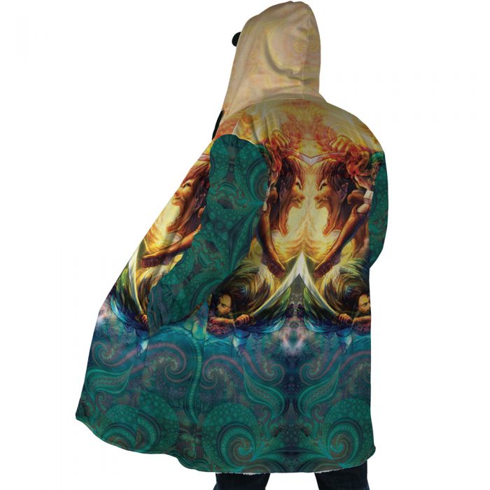 Trippy Attack on Titan AOP Hooded Cloak Coat SIDE Mockup - Attack On Titan Merch