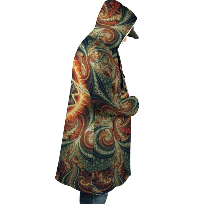 Trippy Mikasa Ackerman Attack on Titan AOP Hooded Cloak Coat RIGHT Mockup - Attack On Titan Merch