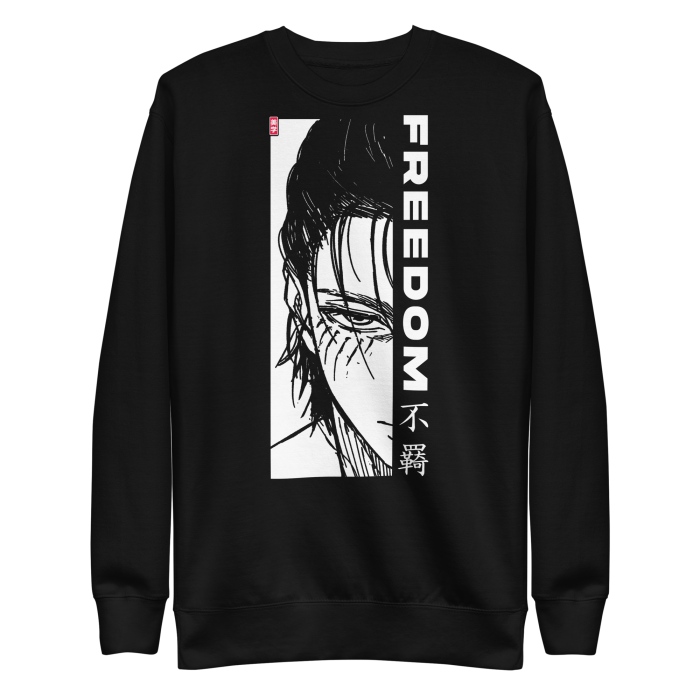 unisex premium sweatshirt black front 631b4cbfa47df - Attack On Titan Merch