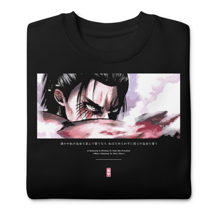 unisex premium sweatshirt black front 63f866b2ec650 - Attack On Titan Merch