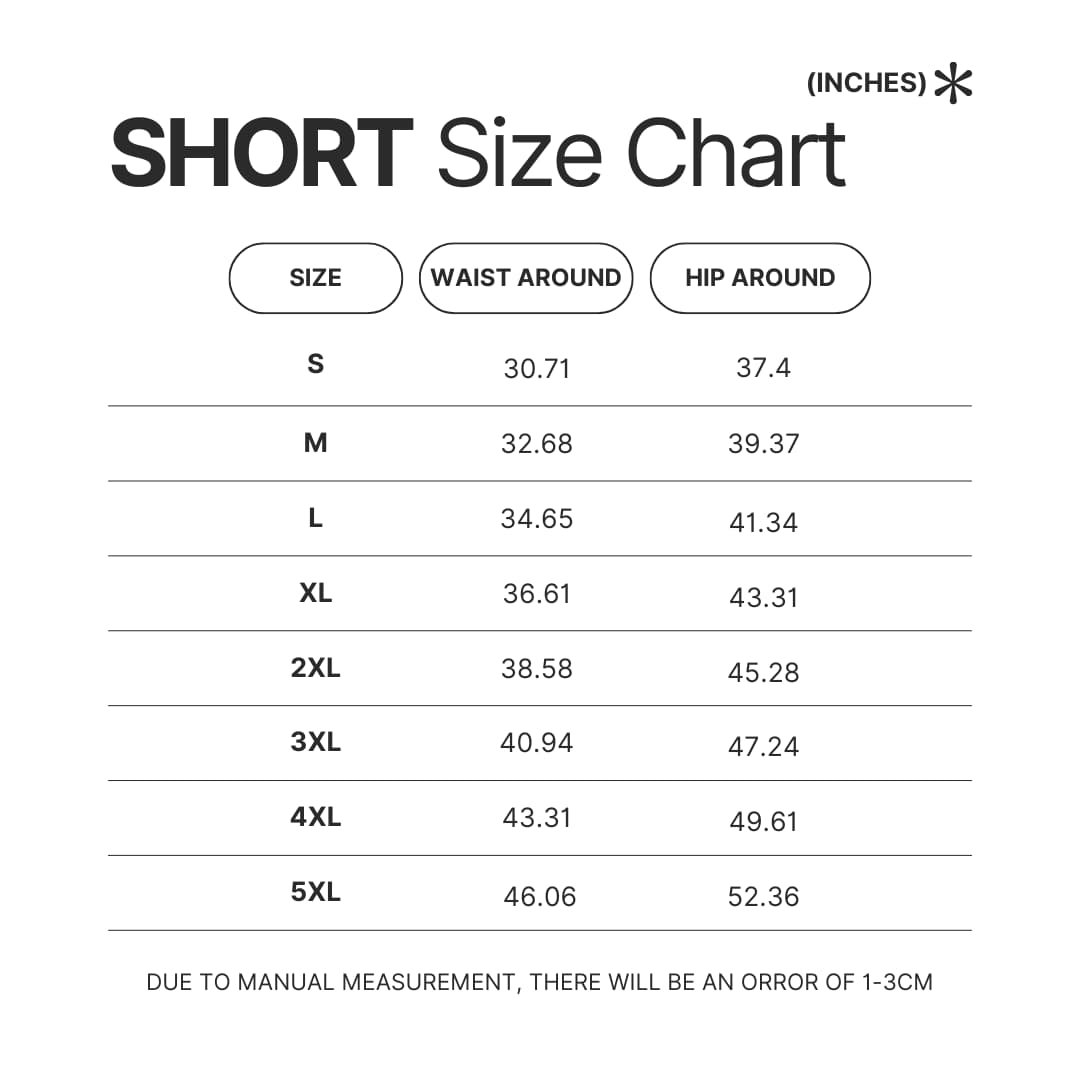 Short Size Chart - Attack On Titan Merch